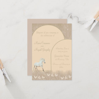 elegant boho paarden bruiloft uitnodiging