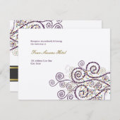 Elegant Boho Paarse Spirals Wedding Reception Kaar Kaart (Voorkant / Achterkant)