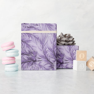 Elegant Boho Paarse Whimsical Waterverf Feather Cadeaupapier