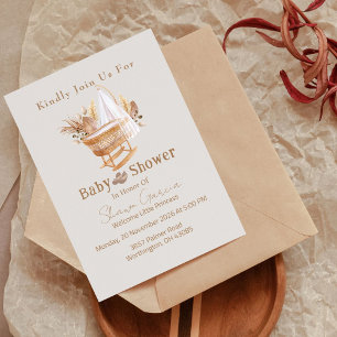 Elegant Boho Pampas Grass Baby shower Uitnodiging