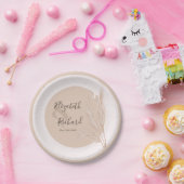 Elegant Boho Pampas Grass Modern Wedding Papieren Bordje (Feest)