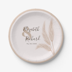 Elegant Boho Pampas Grass Modern Wedding Papieren Bordje