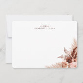 Elegant Boho Pampas Grass Persoonlijk briefpapier Notitiekaartje (Voorkant)