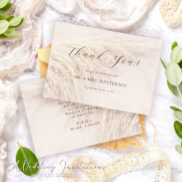 Elegant Boho Pampas Grass Wedding Bedankkaart