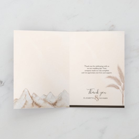 Elégant Boho Pampas Mariage moderne Carte de remer (Intérieur)