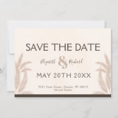 Elegant Boho Pampas Wedding Save the Date Kaart (Voorkant)
