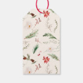 Elegant Boho  Poinsettia Groen Kerstmis Cadeaulabel (Achterkant)