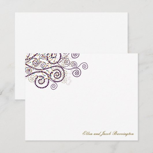 Elegant Boho pourpre Spirales Mariage Carte de rem (Devant / Derrière)