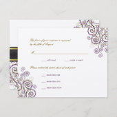 Elégant Boho pourpre spirales mariage RSVP carte (Devant / Derrière)