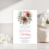 Elegant Boho Red White Greenery Wedding Invitation