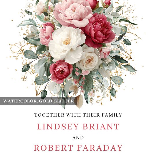 Elegant Boho Red White Greenery Wedding Invitation