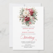 Elegant Boho Red White Greenery Wedding Invitation (Devant)
