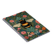 Elegant boho retro bumblebee spring florals  notitieboek (Rechterzijde)