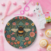 Elegant boho retro bumblebee spring florals  papieren bordje (Feest)
