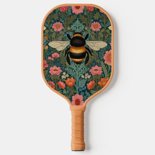 Elegant boho retro bumblebee spring florals pickleball paddle (Voorkant)