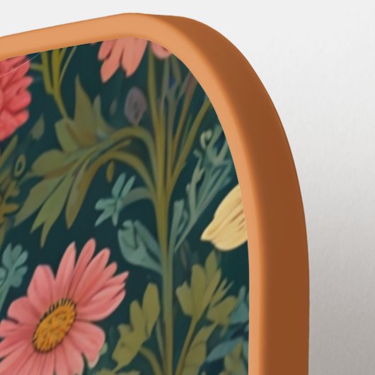 Elegant boho retro bumblebee spring florals pickleball paddle (Links Detail)