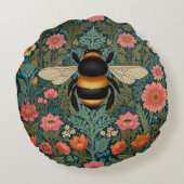 Elegant boho retro bumblebee spring florals rond kussen (Achterkant)