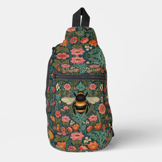 Elegant boho retro bumblebee spring florals sling bag (Voorkant)