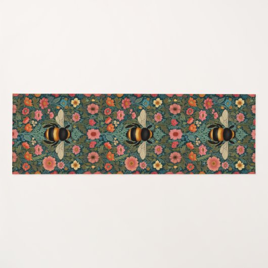 Elegant boho retro bumblebee spring florals yogamat (Voorkant (horizontaal))