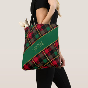 Elegant Boho rood ruitpatroon kerstcadeau Draagtas