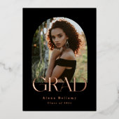 Elegant Boho Roos Folie Afstudeerder Aankondiging (Voorkant)