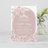 Elégant Boho rose Dusty Quinceañera Invitation (Debout devant)
