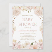 Elégant Boho rose Floral Baby shower Invitation (Devant)