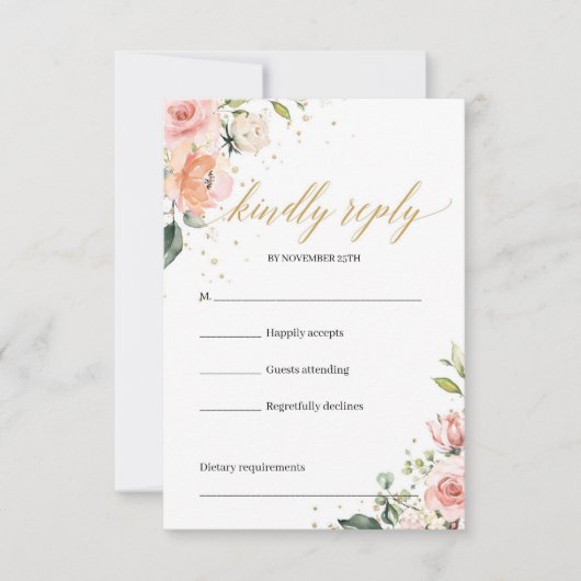 Elégant boho rose rose rousse roses verdure carte  (Devant)