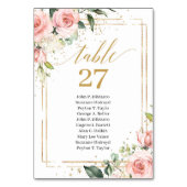 Élégant boho rose vif numéro de table avec des nom (Dos)