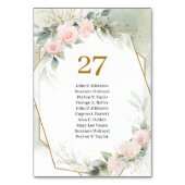 Élégant boho rose vif numéro de table avec des nom (Dos)