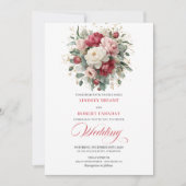 Elegant Boho Ruby Red Blush Greenery Invitation (Devant)