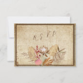 Elegant Boho, Rustic Cream & Brown Background RSVP Kaartje (Voorkant)