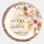 Elegant Boho Rustic Wedding Stickers Thank You (Devant)