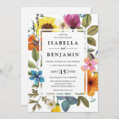 Elegant Boho Rustic Wildflower Summer Wedding Kaart (Voorkant / Achterkant)