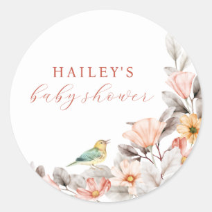 Elegant Boho rustiek Wildflower Baby shower Ronde Sticker