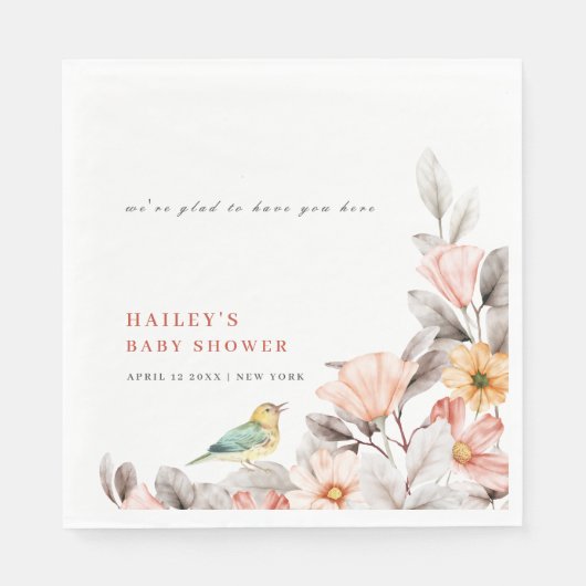 Elegant Boho rustiek Wildflower Baby shower Servet (Voorkant)