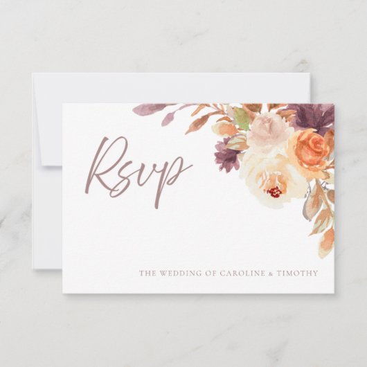 Elégant Boho Rustique Automne Floral Mariage Carte (Devant)