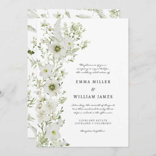 Elégant Boho Rustique Faire-part de mariage de ver (Devant / Derrière)