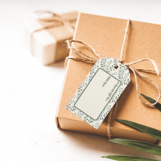Elegant Boho Sage Cream Floral Pattern Cadeaulabel