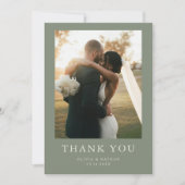 Elegant Boho Sage Green Photo Wedding Bedankkaart (Voorkant)