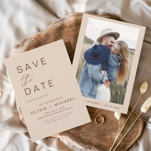 Elegant Boho Save the Date Photo Minimaliste