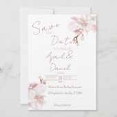 Elegant Boho Save The Date Zachte Roze Orchidee (Voorkant)