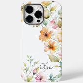 Elegant Boho Sinaasappel Roze Waterverf Wildbloeme Case-Mate iPhone Case (Achterkant)