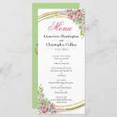 Elégant Boho Spring Floral Gold Reception Menu (Devant / Derrière)