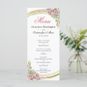 Elégant Boho Spring Floral Gold Reception Menu (Debout devant)