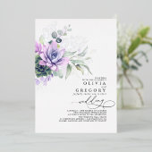 Elegant Boho Succulents Silver Greenery Wedding Folie Uitnodiging (Staand Voorkant)