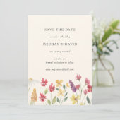 Elegant Boho Summer Wildflower Save the Date Aankondiging (Staand voorkant)