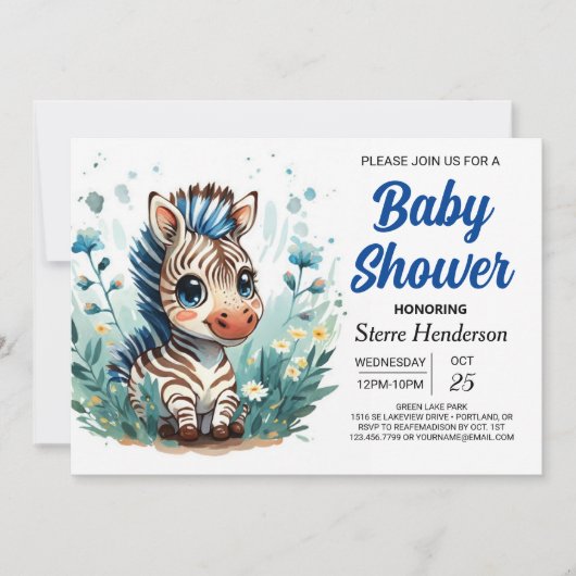 Elegant Boho Surprise Zebra Boy Baby shower Kaart (Voorkant)