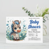Elegant Boho Surprise Zebra Boy Baby shower Kaart (Staand voorkant)