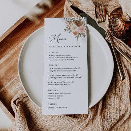 Elegant Boho Terracotta Floral Wedding Menu